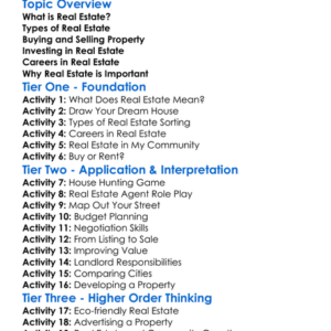Real Estate Business Worksheet Activity Booklet