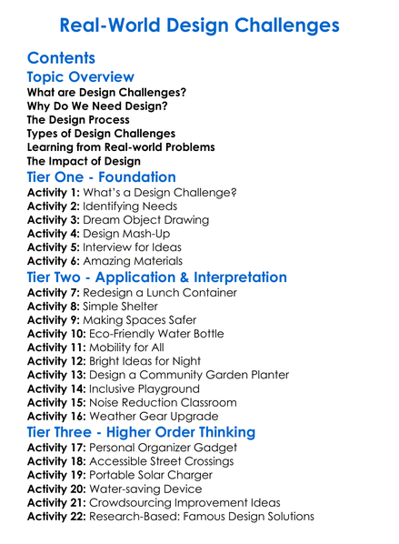 Real-World Design Challenges Worksheet Activity Booklet