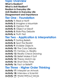 Realism And Anti-Realism Worksheet Activity Booklet