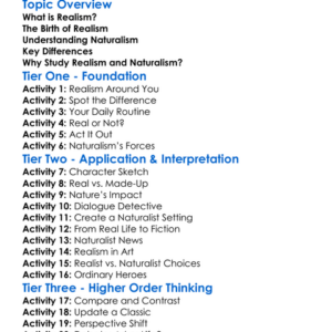 Realism And Naturalism Worksheet Activity Booklet