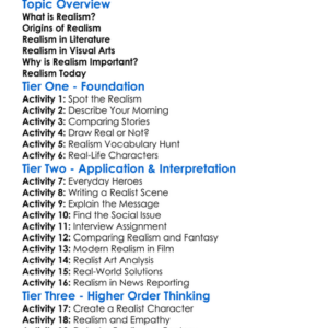 Realism Worksheet Activity Booklet