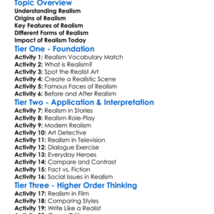 Realism Worksheet Activity Booklet