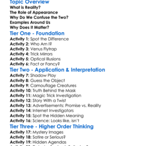 Reality And Appearance Worksheet Activity Booklet