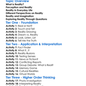 Reality Worksheet Activity Booklet