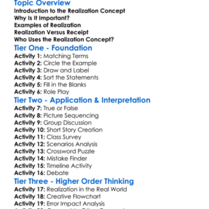 Realization Concept Worksheet Activity Booklet
