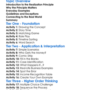 Realization Principle Worksheet Activity Booklet