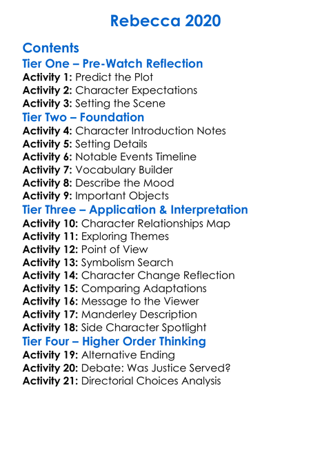 Rebecca 2020 Worksheet Activity Booklet