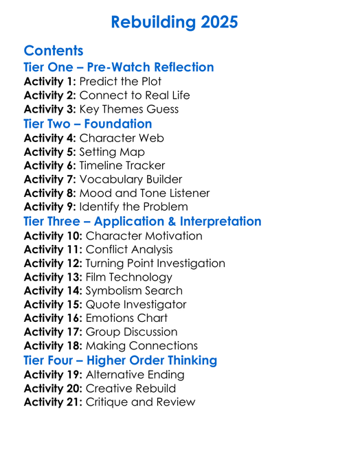 Rebuilding 2025 Worksheet Activity Booklet