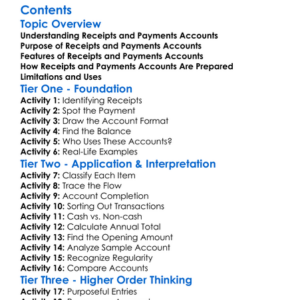 Receipts And Payments Account For Non-Profits Worksheet Activity Booklet