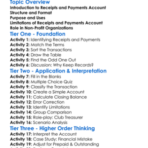 Receipts And Payments Account Worksheet Activity Booklet