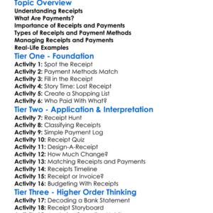 Receipts And Payments Worksheet Activity Booklet