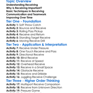 Receiving In Team Sports Worksheet Activity Booklet
