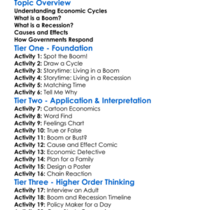 Recessions And Booms Worksheet Activity Booklet