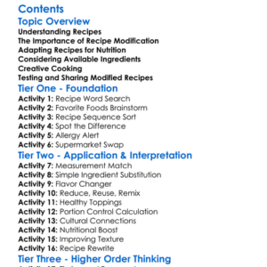 Recipe Development And Modification Worksheet Activity Booklet