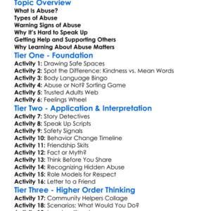 Recognizing Abuse Worksheet Activity Booklet