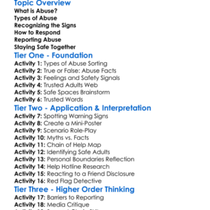 Recognizing And Reporting Abuse Worksheet Activity Booklet