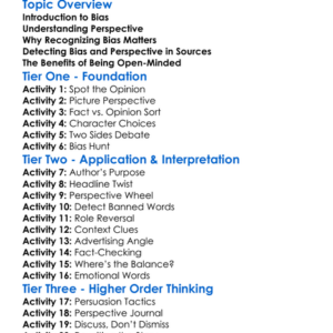 Recognizing Bias And Perspective Worksheet Activity Booklet
