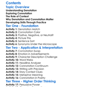 Recognizing Denotation And Connotation Worksheet Activity Booklet