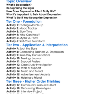 Recognizing Depression Worksheet Activity Booklet