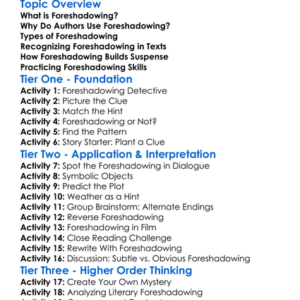 Recognizing Foreshadowing Worksheet Activity Booklet