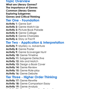 Recognizing Genres Of Literature Worksheet Activity Booklet