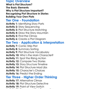 Recognizing Plot Structure Worksheet Activity Booklet