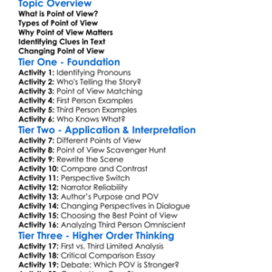 Recognizing Point Of View Worksheet Activity Booklet