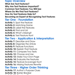 Recognizing Text Features Worksheet Activity Booklet