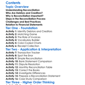 Reconciliation Of Debtors And Creditors Worksheet Activity Booklet