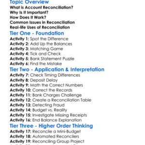 Reconciling Accounts Worksheet Activity Booklet