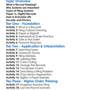 Record Keeping And Filing Systems Worksheet Activity Booklet