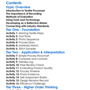 Recording And Evaluating Textile Processes Worksheet Activity Booklet