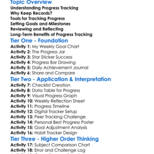 Recording And Tracking Progress Worksheet Activity Booklet