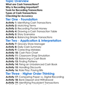 Recording Cash Transactions Worksheet Activity Booklet