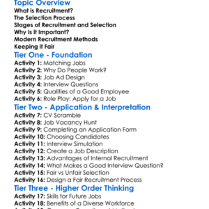 Recruitment And Selection Worksheet Activity Booklet