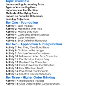 Rectification Of Accounting Errors Worksheet Activity Booklet