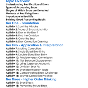 Rectification Of Errors Worksheet Activity Booklet
