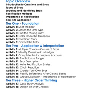 Rectification Of Omissions And Errors Worksheet Activity Booklet