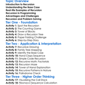 Recursion Worksheet Activity Booklet