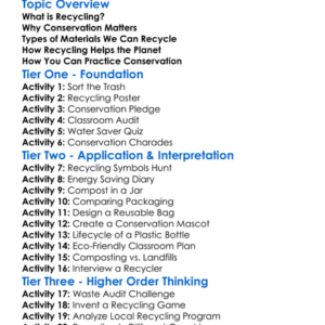 Recycling And Conservation Worksheet Activity Booklet