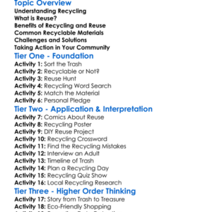 Recycling And Reuse Worksheet Activity Booklet