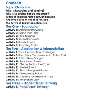 Recycling And Reusing Robotics Parts Worksheet Activity Booklet