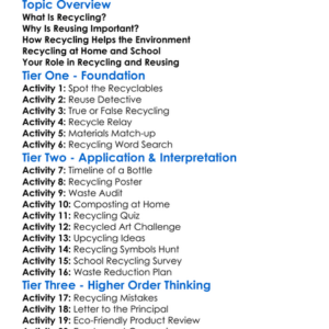 Recycling And Reusing Worksheet Activity Booklet