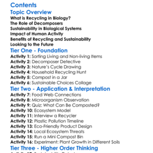 Recycling And Sustainability In Biology Worksheet Activity Booklet