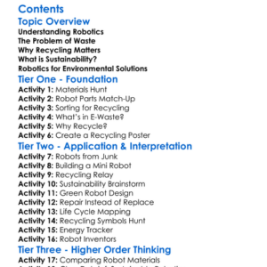 Recycling And Sustainability In Robotics Worksheet Activity Booklet