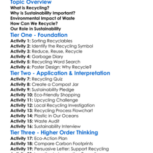 Recycling And Sustainability Worksheet Activity Booklet