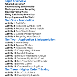 Recycling And Sustainability Worksheet Activity Booklet