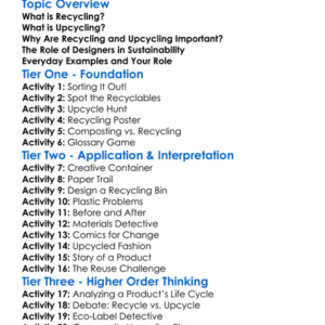 Recycling And Upcycling In Design Worksheet Activity Booklet