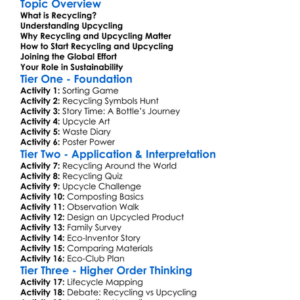 Recycling And Upcycling Worksheet Activity Booklet