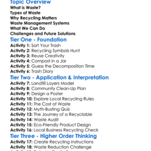 Recycling And Waste Management Worksheet Activity Booklet